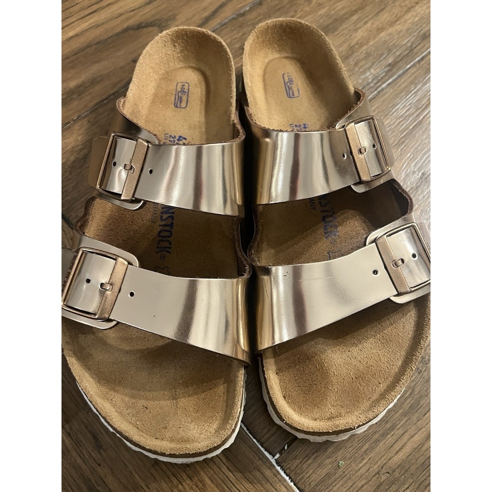 BIRKENSTOCK ARIZONA SOFT FOOTBED SANDAL ROSE GOLD LEATHER SZ‎ 11 / EUR 42